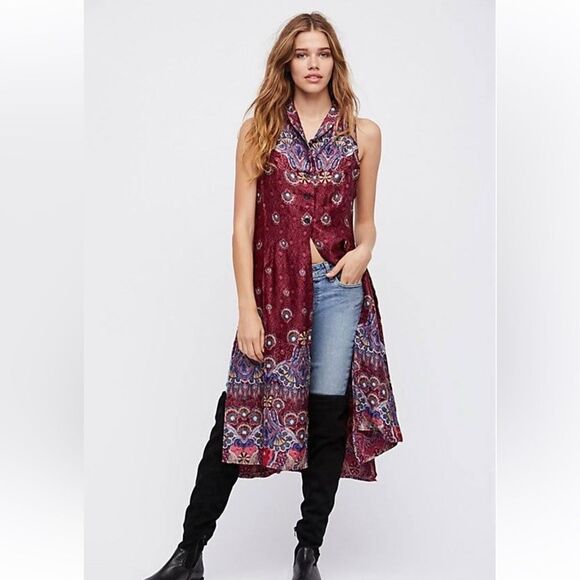 Free People Come See About Me Maxi Vest Size Size M $128 - Picture 1 of 9